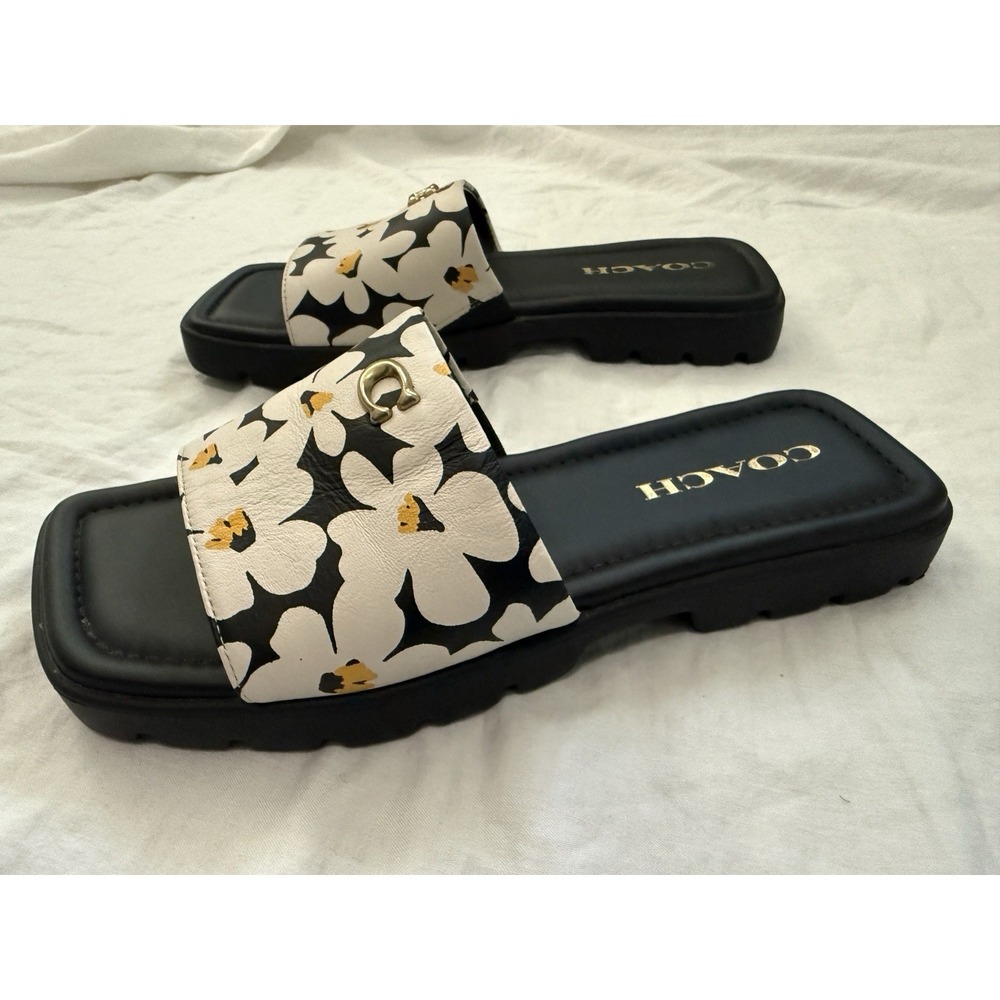 Coach Women's Florence Flat Sandal Floral Print Size 6.5 B US - Picture 4 of 7